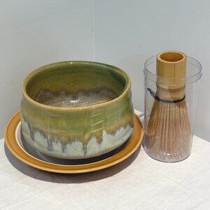 Japanese Teavana Matcha Tea Set (Whisk, Bowl) + Tim Hortons Collectible Plate